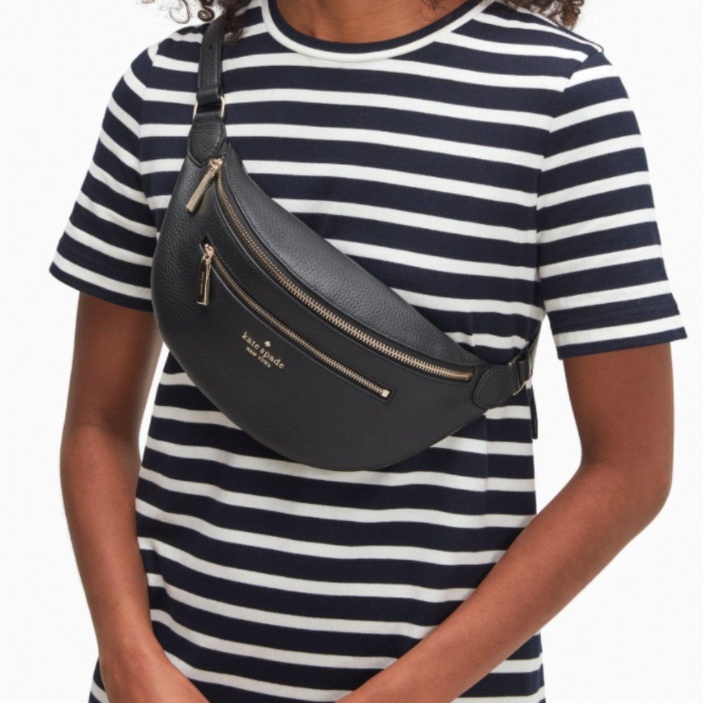 NWT Kate Spade New York Leila Leather Belt Bag Fanny Pack in Black large